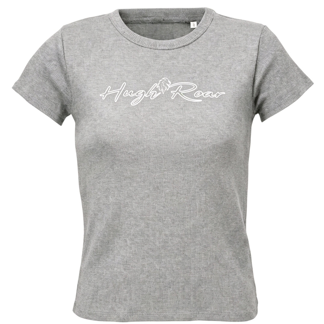 logo. lady's 100% ringspun combed cotton.